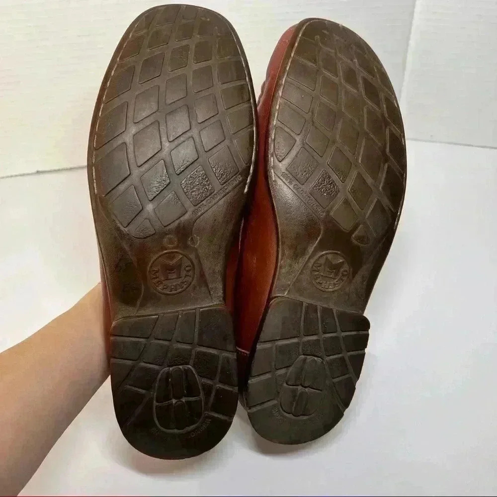 MEPHISTO  Leather Slip On Loafers Mens Sz 10 Brandy Moc. Toes Cool Air Comfort - Picture 7 of 14